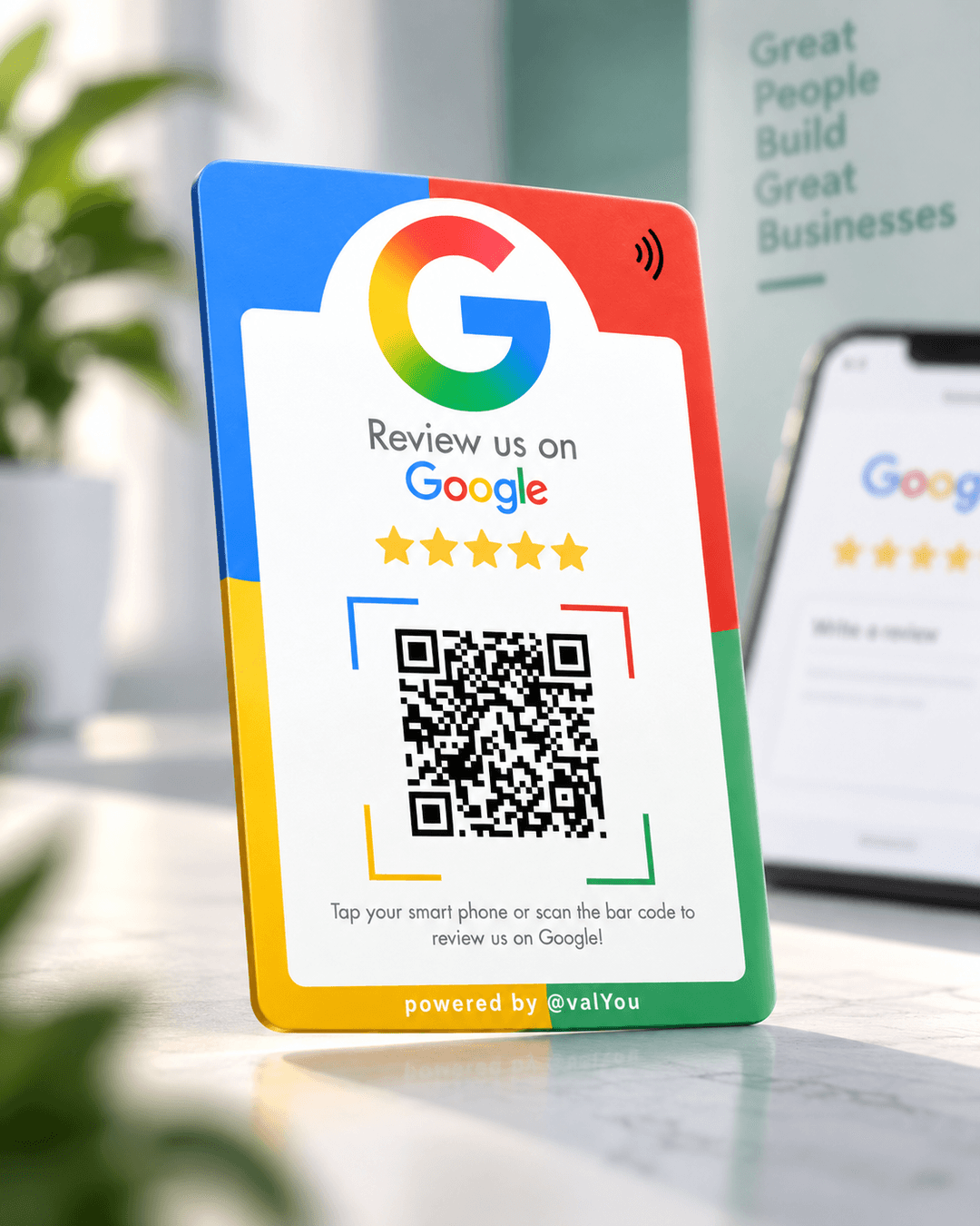 ValYou NFC and QR Google review card